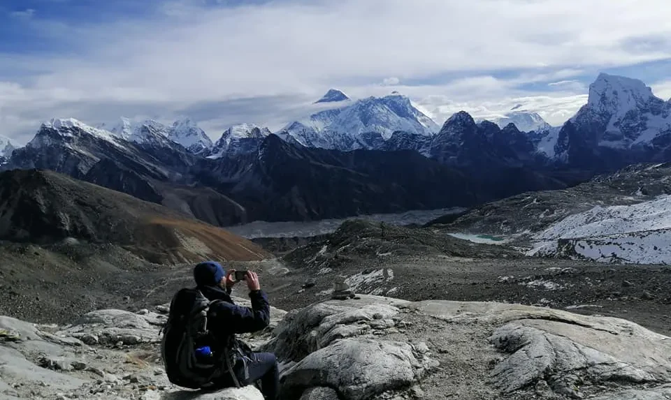 gokyo ri top and view of mount Everest ranges.