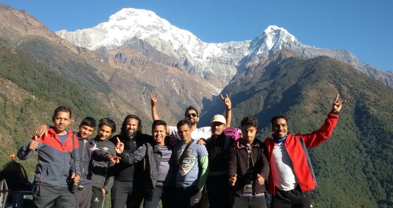 Chhumrung villages and behaind mountain view is Annapurna south (alt.7210m)