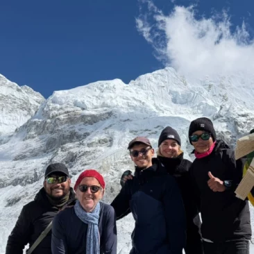 The Everest base camp trek team successfully reached the base camp of Mount Everest.