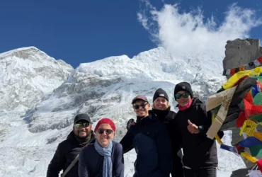 The Everest base camp trek team successfully reached the base camp of Mount Everest.