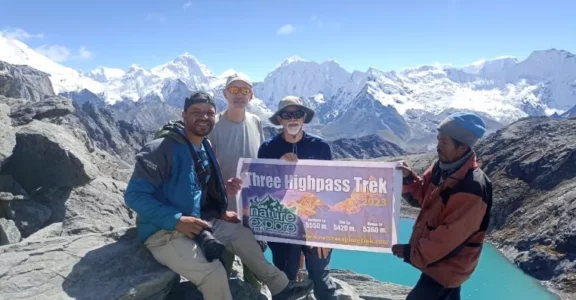 Everest three high pass trek on the top of the Khongmala pass