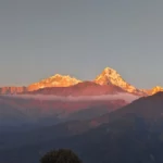 sunset view over the Annapurna south from Poonhill viewpoint alt.3210m