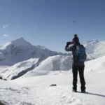 Fun from Honkong heading to Thorng la pass and she is enjoying with the annapurna mountains view in close distance.
