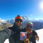 Shree ji from australia and Climbing guide , Pasang on the top of the Lobuche peak.
