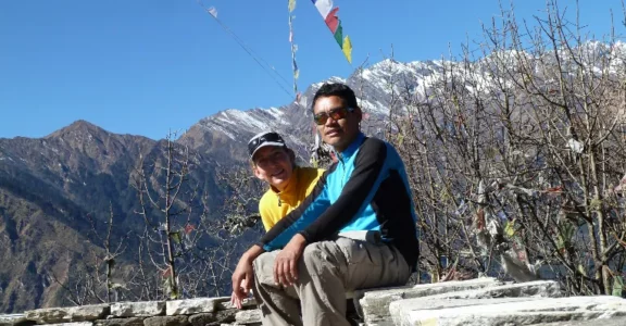 Dinesh and Tine along the way to Nagthali from Hot spring during the tamang herritage trail trek