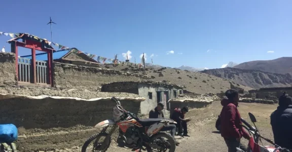 Ready to start the day ahead to explore Upper Mustang by Motoerbike ride