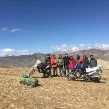Group from USA riding the motorbike to Mustang