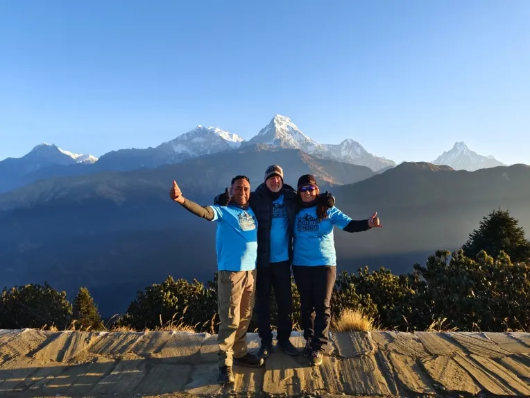 on the top of Poonhill viewpoint