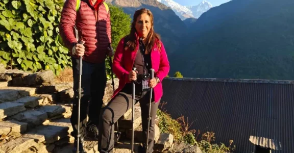 a couple from USA heading to Ghorepani Poonhill viewpoint