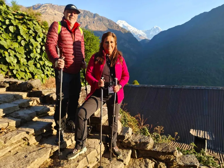 a couple from USA heading to Ghorepani Poonhill viewpoint