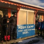 during the mardi himal trek american group took a picture in high camp