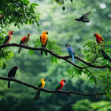 Parrots on the trekk branch
