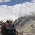 Tom and Camlima enjoying the view of Mt. Kanchenjunga from north Basecamp in 20224 May.