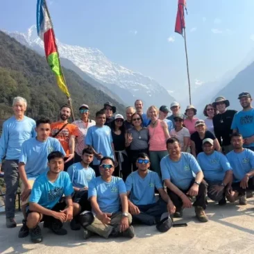 Group join trekking in Nepal.
